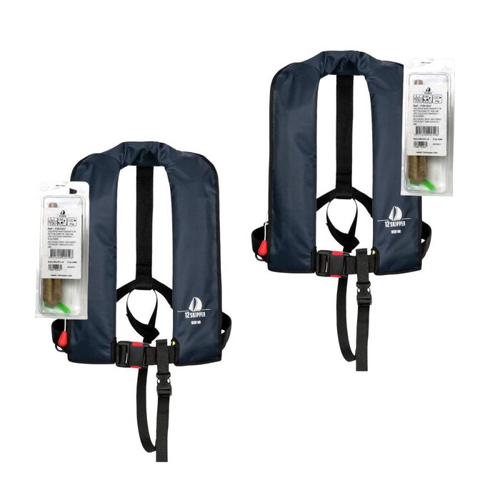 Набір рятувальних жилетів 2 шт. Автоматичні, 165N, Classic ISO UML з поясом, включаючи 2 комплекти для обслуговування, темно-синій