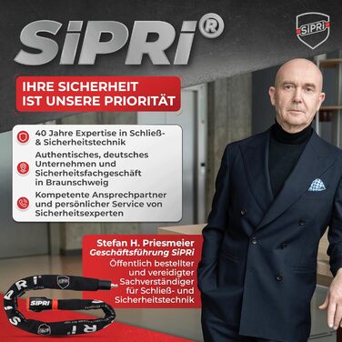 Противокрадіжний ланцюговий замок для велосипеда SIPRI з сигналізацією 120 дБ, сталевий (8 мм), водонепроникний, 120 см — для електровелосипедів, електросамокатів та мотоциклів
