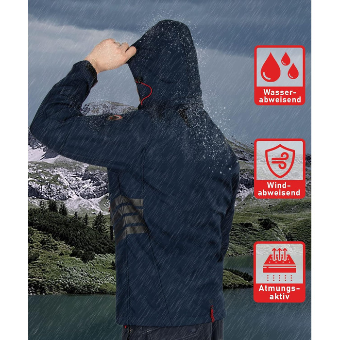 Чоловіча куртка Softshell водонепроникна outdoor з флісовою підкладкою, дихаюча функціональна куртка AS088, XL, темно-синя (Navy)