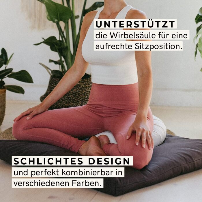 Зуф лотос Lotuscrafts - подушка для медитації та йоги, 15 см, з дінковою начинкою, бавовна, GOTS сертифікат, вишивка баклажан