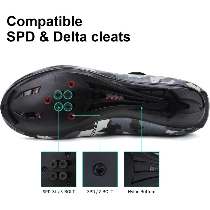 Чоловічі велосипедні туфлі для MTB, шосе та гірського велосипеда. Дихаючі велотуфлі, сумісні зі SPD/SPD-SL. Розмір 47 EU, камуфляж сірого кольору