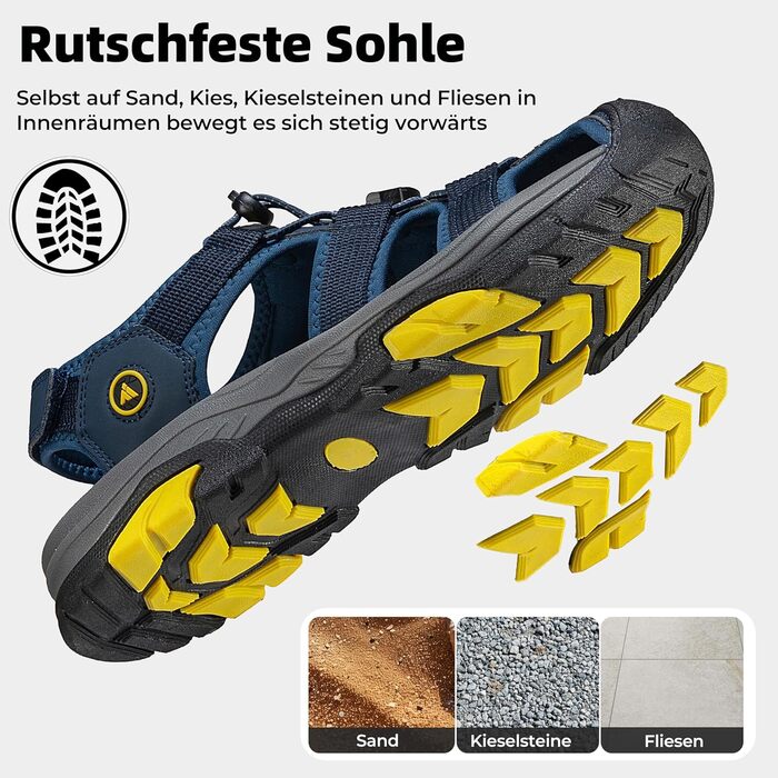 Чоловічі сандалі Mishansha закриті, дихаючі, водонепроникні, протиковзкі для активного відпочинку, розмір 43 EU, темно-сині