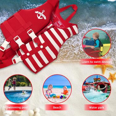 Дитяча куртка для плавання PROTAURI з неопрену, 2-9 років, 50N (червона)