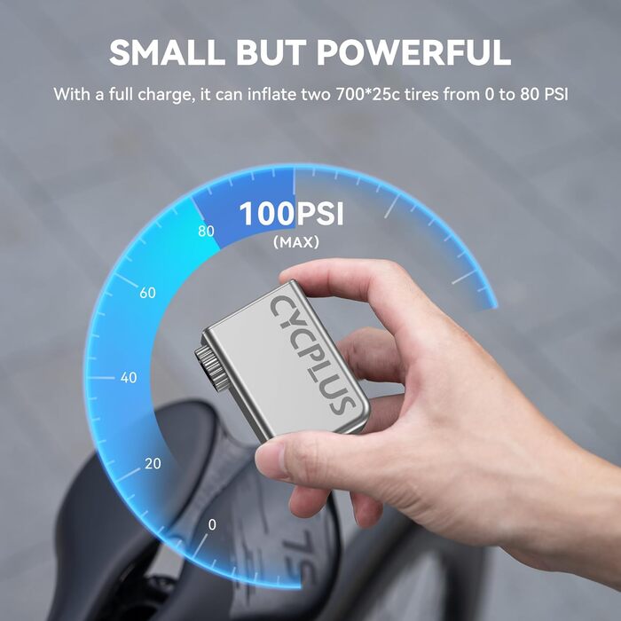 Електрична велосипедна міні-насос CYCPLUS Tiny E-Pump, портативна акумуляторна помпа 100PSI з зарядкою Type-C, без манометра, лауреат EUROBIKE Award 2023