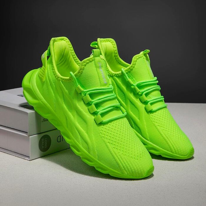 Чоловічі кросівки для бігу TVTAOP StraßEnlaufschuhe (41 EU, Флуоресцентний зелений) - для трейлраннінгу, фітнесу та міста