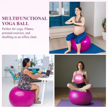 Фітбол Flintronic 55/65 см з насосом, для йоги, фітнесу, вагітності та пілатесу. Анти-burst, товстий. Рожевий