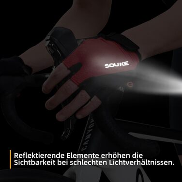 Велосипедні рукавички Souke Fingerose: антиковзаючі, дихаючі, для їзди на гірському велосипеді, червоні, розмір S