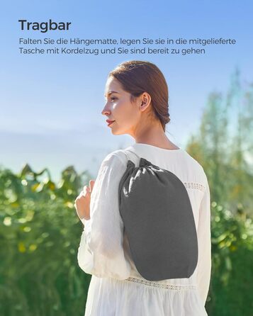 Гаммак SONGMICS 210x150см, подвійний, 300кг, сірий - для тераси, балкону, саду, кемпінгу