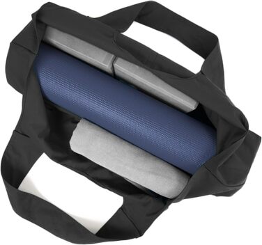 Сумка для йоги YogiiiTote, оригінальна, для килимка, з великою бічною кишенею та кишенею на блискавці, підходить для більшості розмірів килимків, обсидіаново-чорна