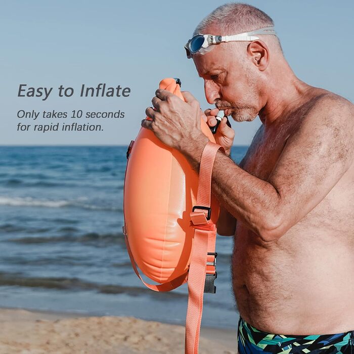 Надувна плавуча шийка 20L помаранчевого кольору для дорослих та дітей - безпечний тримач для плавання у відкритій воді та триатлону