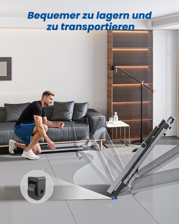 Складне бігове доріжки для дому Klappbar 16 km/h, Walking Pad Foldable з нахилом 6%, бігове доріжки 158 KG велика площа бігу 112 * 42cm, бігове доріжки тихе для дому та офісу (Срібно-Чорний)