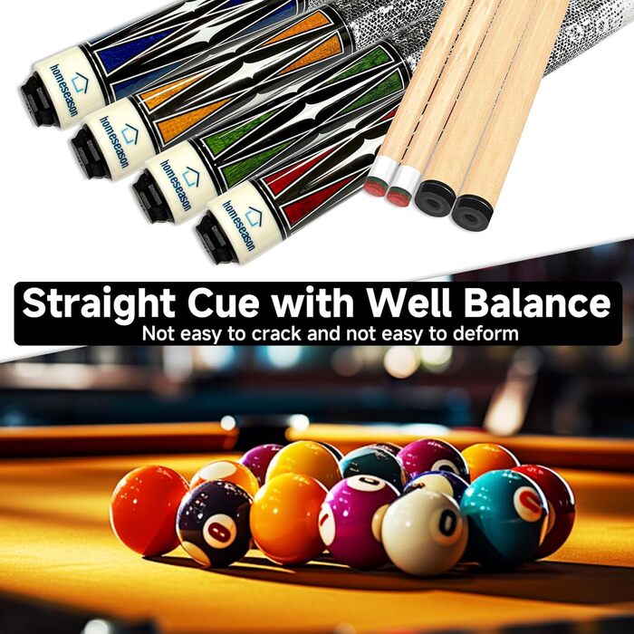 Набір кийків для більяру HomeSeason 58'' (4 шт.) - кийки для більярдного столу