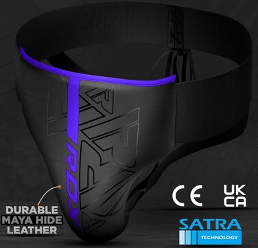 Чоловічий паховий захист RDX KARA для боксу, кікбоксингу, MMA, муей-тай, карате, таеквондо, майя шкіра, синій, розмір S