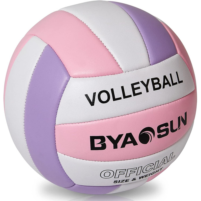 Волейбольний м'яч BYAOSUN для пляжу та залу, розмір 5, рожево-фіолетовий