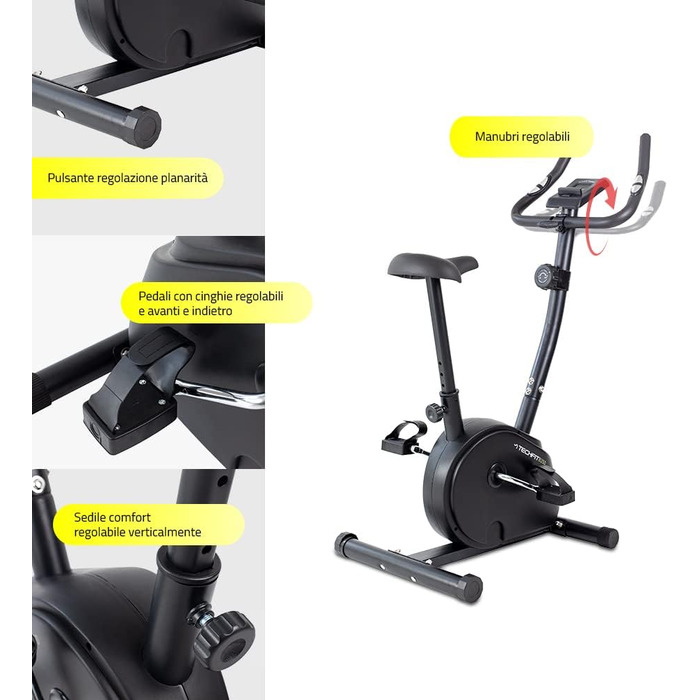 Велотренажер TechFit B250 магнітний, кардіо, домашній тренажер з регульованим сідлом, пульсометром та LCD-дисплеєм