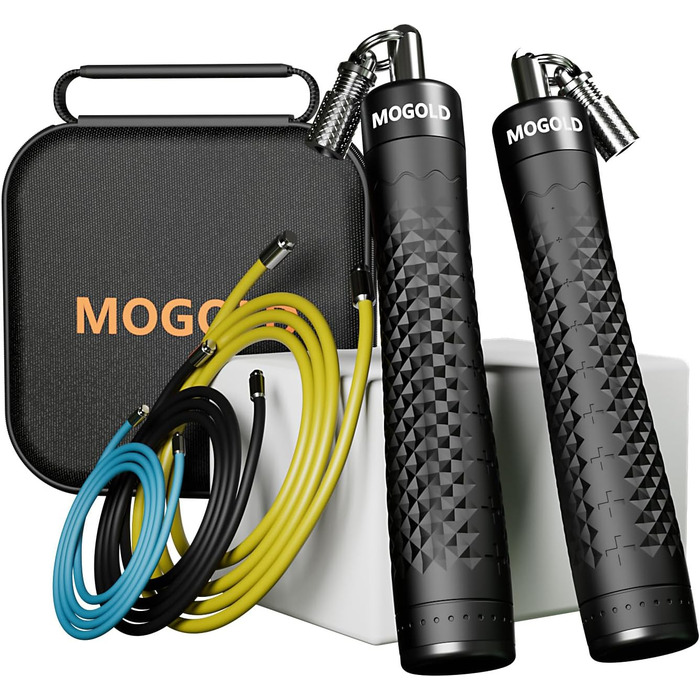 Набір скакалок з обтяженням, 3 PVC-кабелі, 299,7 см, нековзні ручки з швидким закриттям, сумка для перенесення, чорно-червоний/Подорож, однотонний (Getaway Solids)