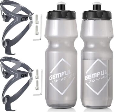 Тримач для пляшки на велосипед Gemful 750мл, BPA-free, для MTB, шосейних велосипедів, 4 шт (сірий)