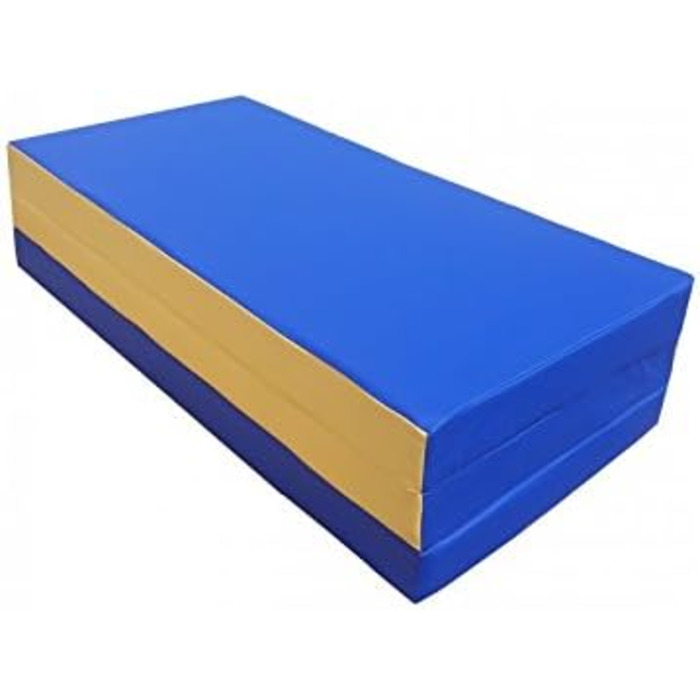 Складний гімнастичний мат NiroSport 210x100x8 см, водонепроникний, для фітнесу, спорту, гімнастики, синьо-жовтий