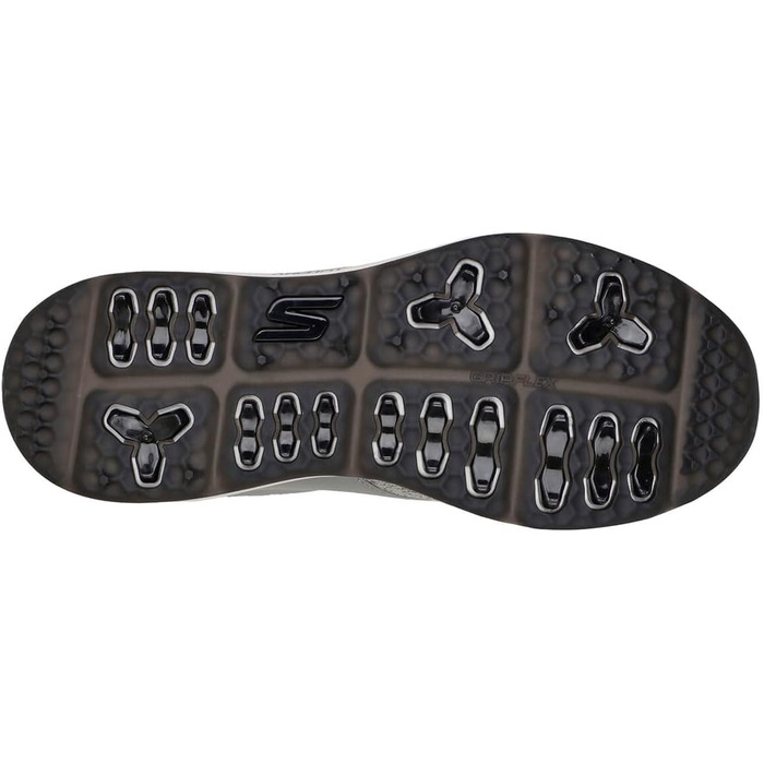 Чоловічі гольф-туфлі Skechers Elite 5 Range Relaxed Fit Waterproof з шипами, 40 EU, сірий синтетичний матеріал, біла окантовка