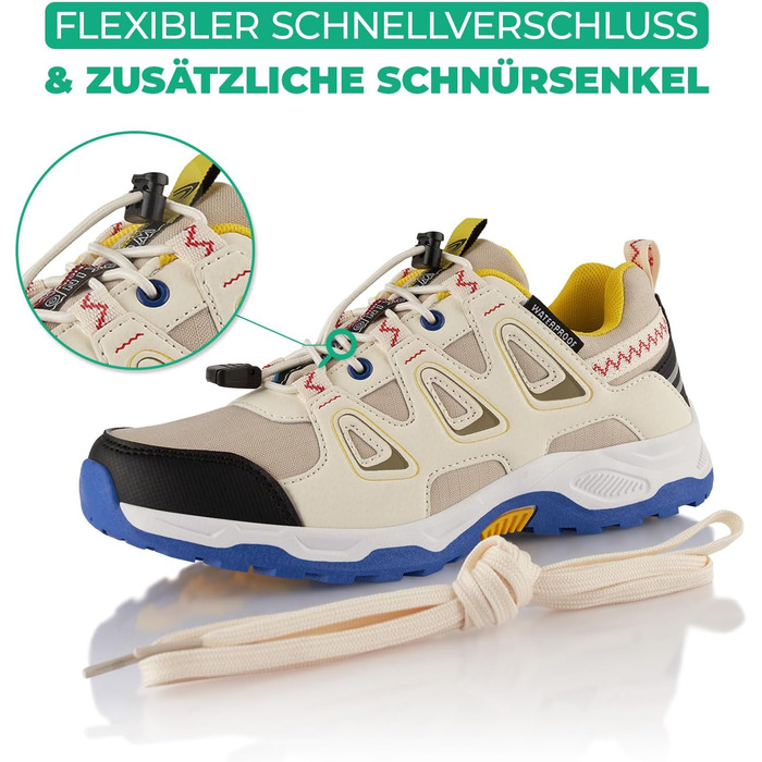 Водонепроникні трекінгові черевики для жінок та чоловіків. Трекінгові, туристичні черевики для хайкінгу (46 EU, Бежевий, Синій)