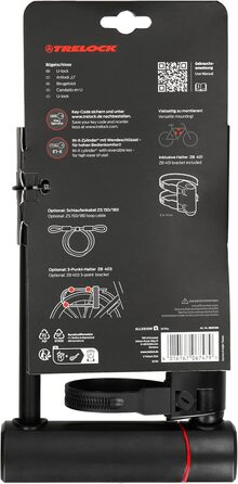 Замок для велосипеда TRELOCK U4 Plus, будівельний, 23 см, чорний