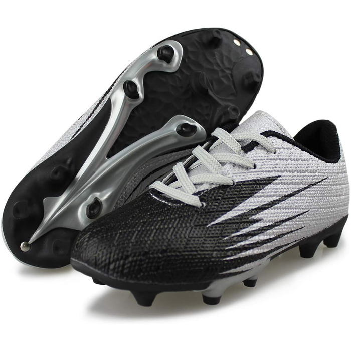 Футбольні бутси Hawkwell для дітей на тверду поверхню, чорно-срібні, 27 EU