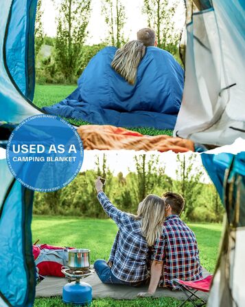 Сплячий мішок літній Sportneer 190x85 см: легкий, водонепроникний, для кемпінгу, походів, подорожей (блакитний)