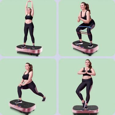 Вібраційна платформа для дому - ротаційна платформа з 120 рівнями та 5 режимами, з еластичними стрічками та пультом дистанційного керування, для спалювання жиру, нарощування м'язів та формування фігури, ідеально підходить для дому та домашнього спортзалу 