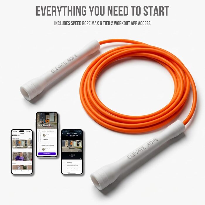 Професійний стрибальний шнур Elevate Speed Rope MAX з міцного ПВХ з нейлоновим сердечником, 5 мм, до 3 метрів, помаранчевий