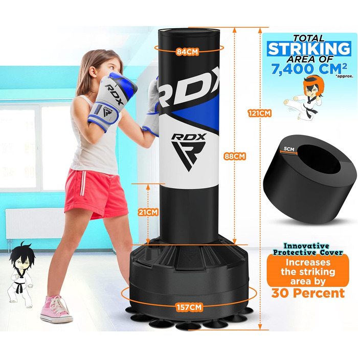 Боксерський мішок RDX Junior Standbox, рукавички для тренувань, MMA, кікбоксинг, бокс, 4 фути (блакитний)