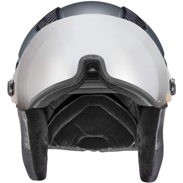 Гірськолижний шолом uvex HLMT 600 Visor для дорослих, темно-сірий з помаранчевим, матовий, розмір 59-61 см