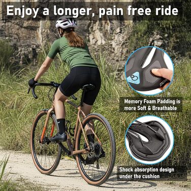 Сідло для велосипеда DDK Comfort Plus – М'яке сідло з Memory Foam – Зняття тиску та амортизація – Комфортне, м'яко стьоване сідло для чоловіків та жінок (MTB, шосе, міський велосипед)