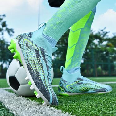 Черевики для футболу чоловічі, дитячі, для штучного покриття, з шипами, синього кольору, розмір 39 EU
