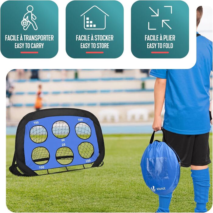 Набір з 2 воріт для футболу Vounot Pop-Up 120x80x80 см, дитячі, портативні, для саду, вулиці та тренувань 4-в-1