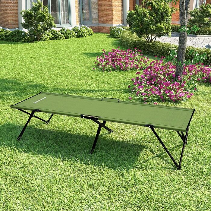 SONGMICS Кемпінгове ліжко для гостей, складане, 260 кг, XXL, 205 x 75 x 46 см, GCB25L, Зелене