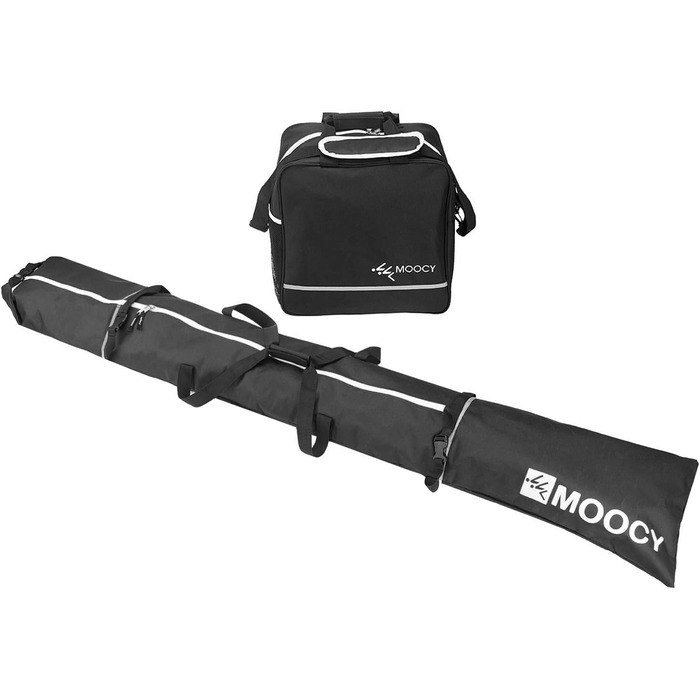 Чохол для лиж MOPHOEXII MOOCY: містка сумка для подорожей, підходить для лиж до 200 см, чорний з зеленим кантом