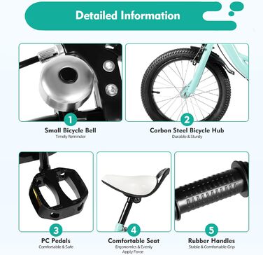 Дитяче велосипед 16 дюймів для хлопчиків та дівчаток 4-8 років з знімними бічними колесами. Зелений колір.