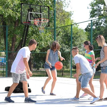 Баскетбольний щит SPORTNOW зі стійкою, регульована висота 293-350 см, на колесах, для дітей та дорослих, сталевий