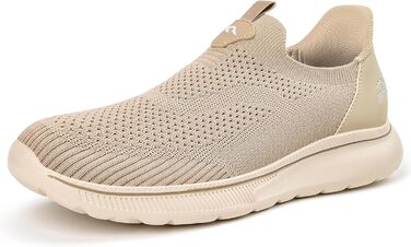 Чоловічі кросівки без шнурків Slip-on, сітка, дихаючі, легкі, для бігу та спорту, зручні, Outdoor, джогінгові (46 EU, 1645 Khaki)