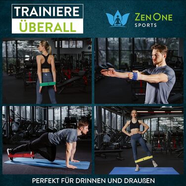 Стрічки для фітнесу ZenOne Sports® Loop - Набір еластичних стрічок для силових тренувань, розминки та більше. Набір Booty Band з інструкцією. Theraband Loop 5 кольорів