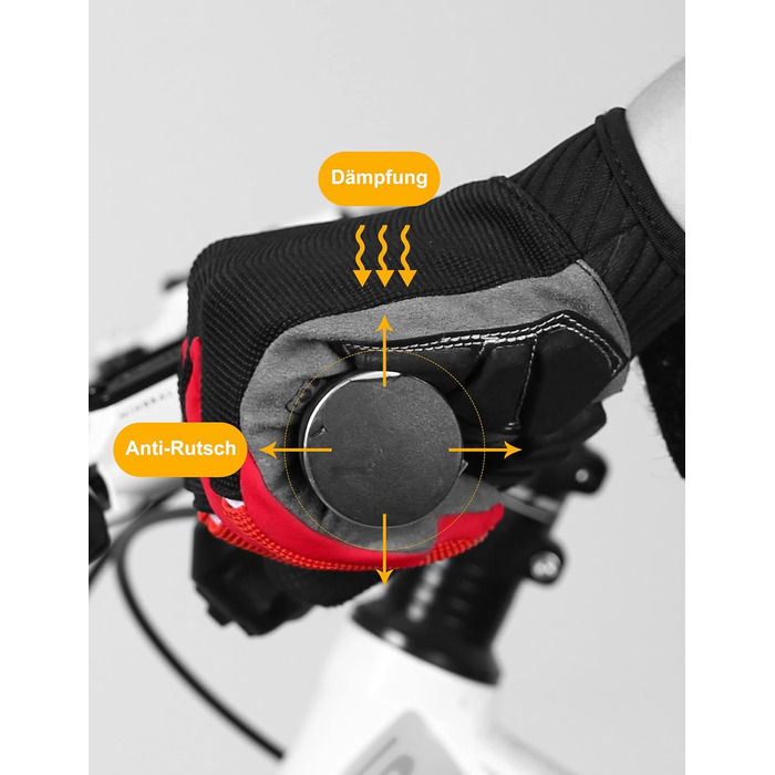 Велосипедні рукавички KUTOOK: антиковзаючі, амортизуючі, з підтримкою сенсорного екрану. MTB, шосе, гірський велосипед, подорожі, трекінг (червоний, L)