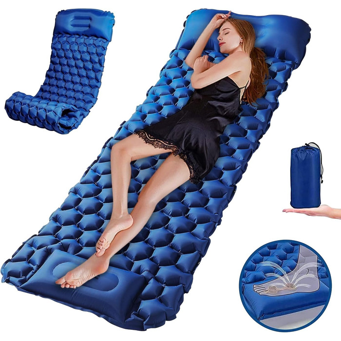 Надувна ізольована матрац Zodight Isomatte Outdoor для кемпінгу та відпочинку на природі, 200 см, блакитний