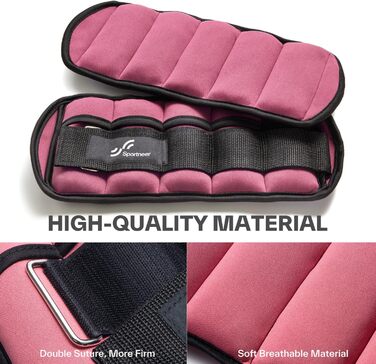 Штанги на щиколотки Sportneer, регульовані, 1 пара (0.9-4.5 кг), для фітнесу, тренувань, ходьби, бігу (персиковий рожевий)