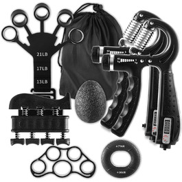 Набір для тренування сили хвата SOLUAME (7 шт.): підручники для пальців, м'ячик для стискання, кільце, регульовані підручники для підручників