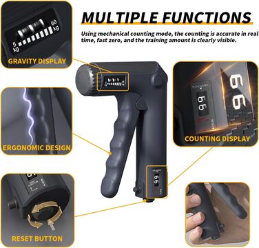 Тренування хватки Handkraft: регульований тренажер для рук та пальців з лічильником, 2 режими