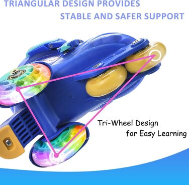 Ролики дитячі ERNAN, регульовані, для дівчаток та хлопчиків, безпечні ролики для початківців з великими колесами (Blue, S)