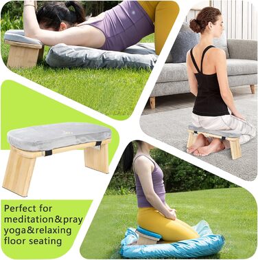 Складний медитативний стілець з бамбука Ergonomischer Meditationsbank: З подушкою, для молитви, йоги та медитацій - Сірий