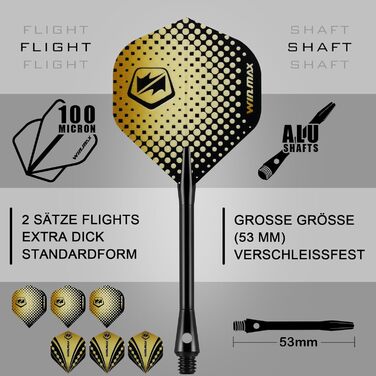 Дарти WIN.MAX Tungsten 90% (3 шт) 18г, професійні вольфрамові дротики золотого кольору