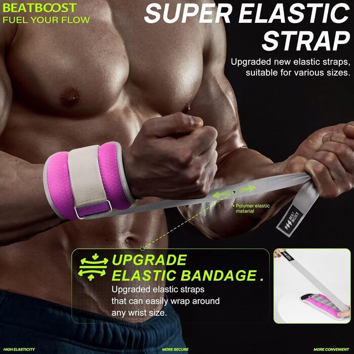 Утяжувачі для щиколоток і зап’ясть BeatBoost, 2 шт, 4-8 кг, з регульованими ременями для жінок і чоловіків, для фітнесу, пілатесу, аеробіки, тренувань