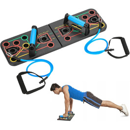 Gymtek Складане дошка для віджимань - дошка для віджимань з ручками для віджимань для тренування всього тіла & Ефективні віджимання - багатофункціональна дошка для віджимань - фітнес-обладнання для дому з еспандером
